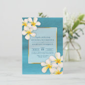 Frangipani witte tropische bloem kunst bruiloft kaart (Staand voorkant)