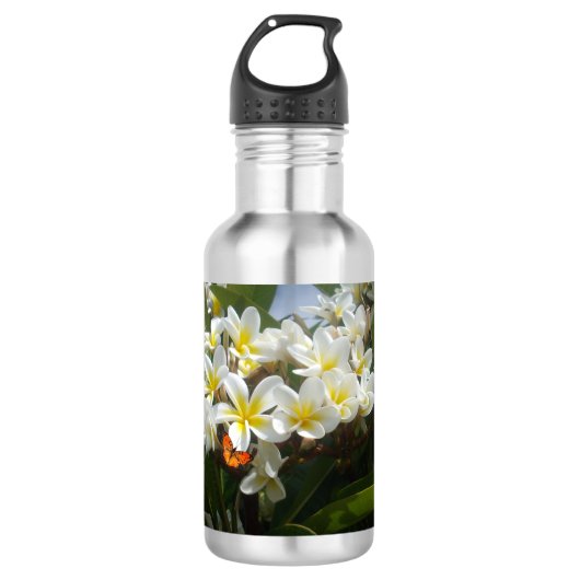 Frangipanis Avec Papillon, Bouteille D'Eau (Devant)