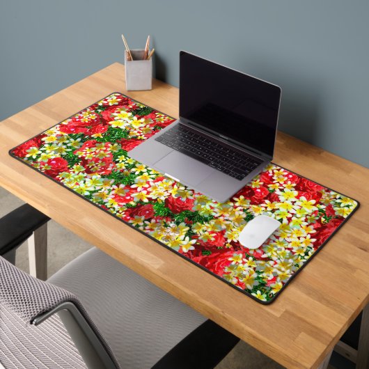 Frangipanis Jaune Et Roses Rouges, Mat De Bureau (Bureau 2)