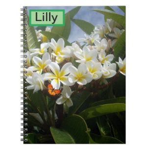 Frangipanis met vlinder, aangepast Notitieboek