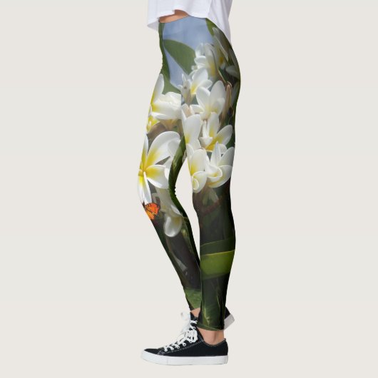 Frangipanis met vlinder, full print Leggings (Links)