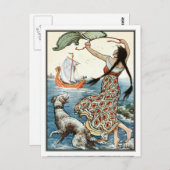 Frank C. Papé Pape - meisje met hond Briefkaart (Voorkant / Achterkant)