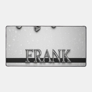Frank Chrome Naambord met vloeibare metaaldruppels Bureaumat