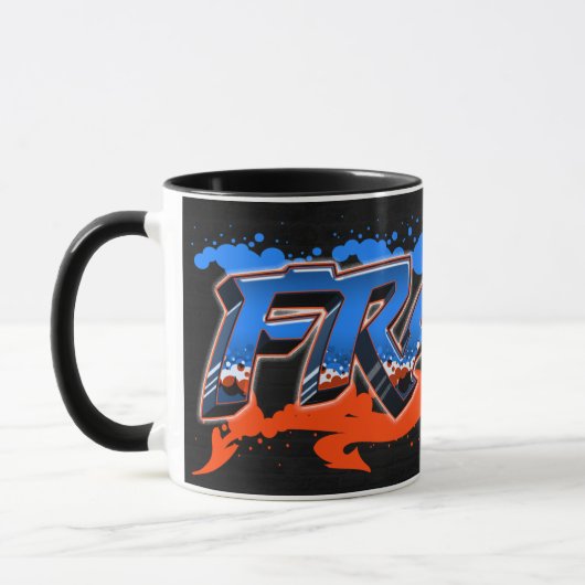 Frank prénom Graffiti blue Tasse orange (Gauche)