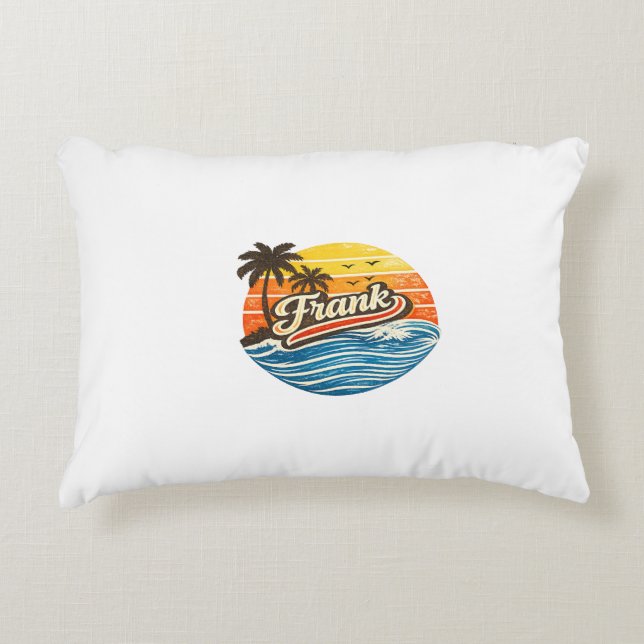 Frank Retro Sunset Name Design Accent Kussen (Voorkant)