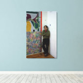 Frank Stella naast een van zijn werken Canvas Afdruk (Insitu (Houten vloer))