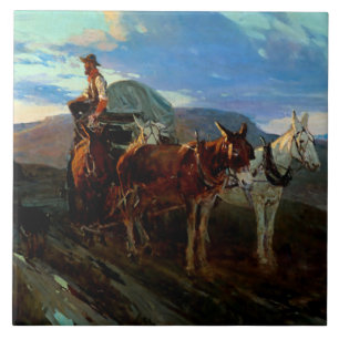 Frank T Johnson Western Art "Californië Of Oregon" Tegeltje