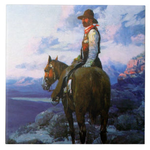 Frank Tenney Johnson Westerse Kunst "De Vee Dieven Tegeltje