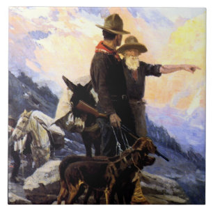 Frank Tenney Johnson Westerse Kunst "Mountain Hunt Tegeltje
