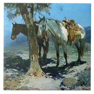 Frank Tenney Johnson Westerse Kunst “Stille Nacht” Tegeltje