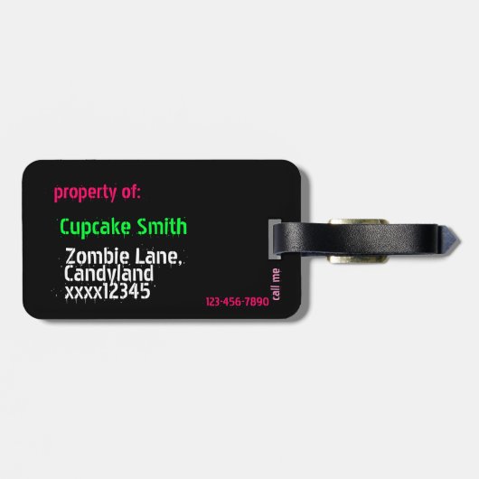 Frankencupcake Bagagelabel (Achterkant horizontaal)