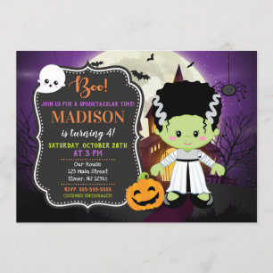 Frankenstein Bride Halloween Birthday Uitnodiging
