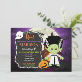 Frankenstein Bride Halloween Verjaardag Uitnodigin Kaart (Staand voorkant)