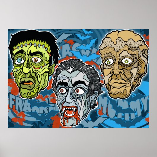 Frankenstein Dracula The Mummy Poster (Voorkant)