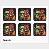 "Frankenstein & Earl" Chessy Chicken Selfies Vierkante Sticker (Vel)