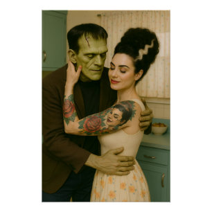Frankenstein en Bride MCM Art Perfect Poster