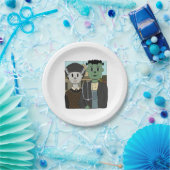 Frankenstein en de bruid van Frankenstein Papieren Bordje (Feest)