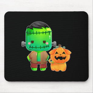 Frankenstein en pompoen hond Halloween Muismat