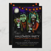 Frankenstein et invitation de partie de Halloween (Devant / Derrière)