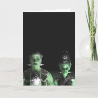 Frankenstein et jeune mariée - carte de voeux de