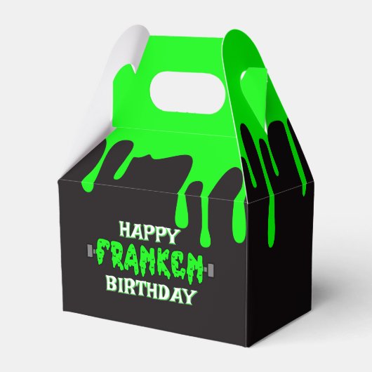 Frankenstein Gelukkige Verjaardag Halloween Groen  Bedankdoosjes (Achterkant)