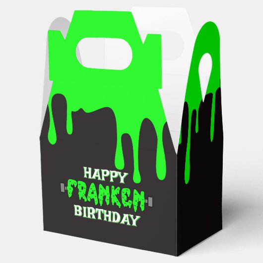 Frankenstein Gelukkige Verjaardag Halloween Groen  Bedankdoosjes (Geopend)