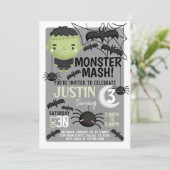 Frankenstein Halloween Birthday Party Invitation Kaart (Staand voorkant)