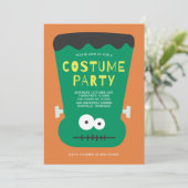 Frankenstein Halloween Costume Party Invitation Kaart (Staand voorkant)