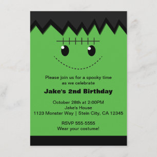 Frankenstein Halloween Cute Kinder Party Invitatio Kaart