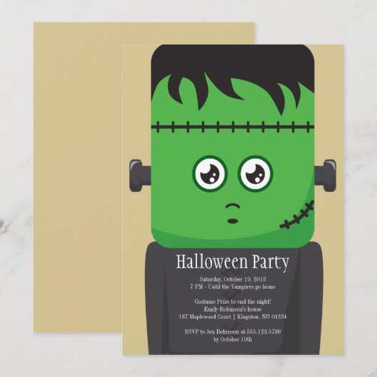 Frankenstein Halloween Party Invitation (Devant / Derrière)