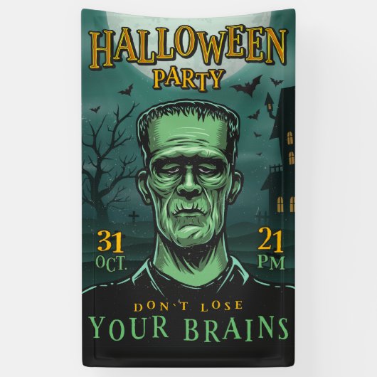 Frankenstein Halloween party Spandoek (Verticaal)