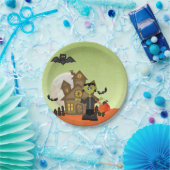 Frankenstein, Haunted House, Halloween Papieren Bordje (Feest)
