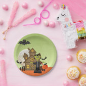 Frankenstein, Haunted House, Halloween Papieren Bordje (Feest)