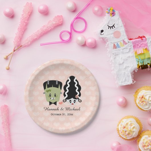 Frankenstein koppels bruiloft papieren bordje (Feest)