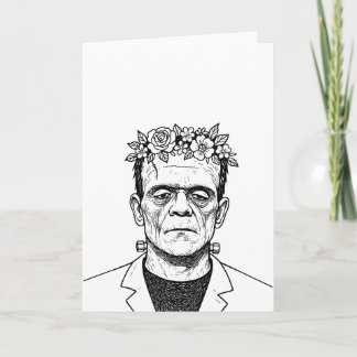 Frankenstein met een bloemenkrans kaart
