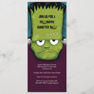 Frankenstein Monster Ball Halloween Party Invita Kaart