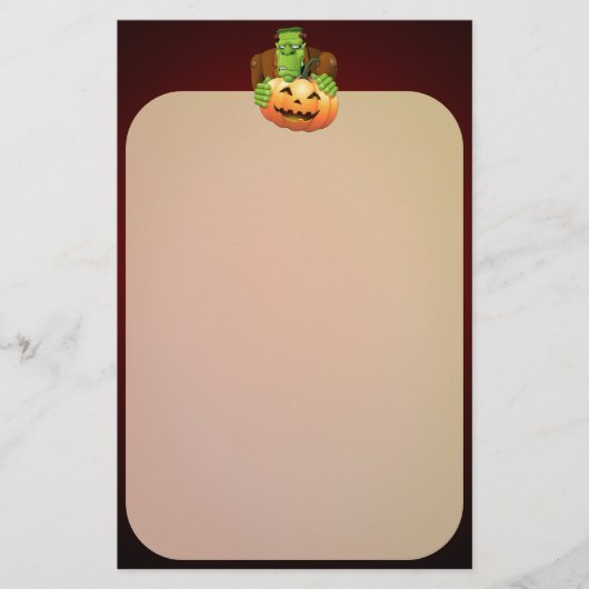 Frankenstein Monster Cartoon met pompoen Briefpapier (Voorkant)