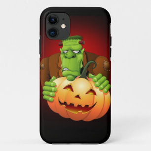 Frankenstein Monster Cartoon met pompoen iPhone 11 Hoesje