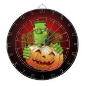 Frankenstein Monster Cartoon met pompoen Dartbord (Voorkant)
