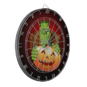 Frankenstein Monster Cartoon met pompoen Dartbord (Voorkant Links)