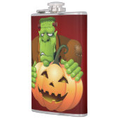 Frankenstein Monster Cartoon met pompoen Heupfles (Links)