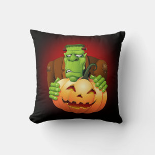Frankenstein Monster Cartoon met pompoen Kussen