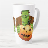 Frankenstein Monster Cartoon met pompoen Latte Mok (Rechterhoek)