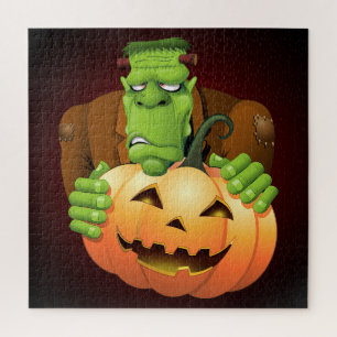 Frankenstein Monster Cartoon met pompoen Legpuzzel