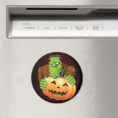 Frankenstein Monster Cartoon met pompoen Magneet (Insitu (Vaatwasser))