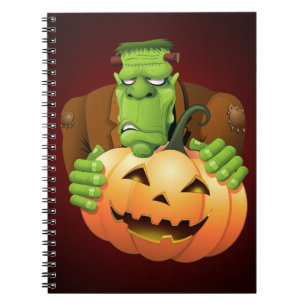 Frankenstein Monster Cartoon met pompoen Notitieboek