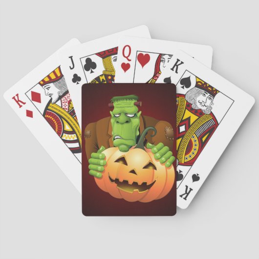 Frankenstein Monster Cartoon met pompoen Pokerkaarten (Achterkant)