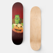 Frankenstein Monster Cartoon met pompoen Skateboard (Voorkant)