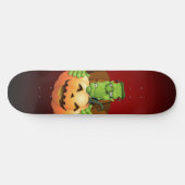 Frankenstein Monster Cartoon met pompoen Skateboard (Horizontaal)