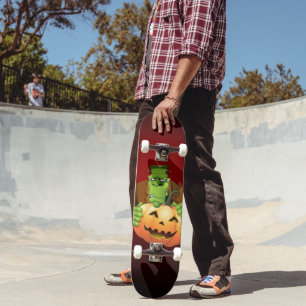 Frankenstein Monster Cartoon met pompoen Skateboard